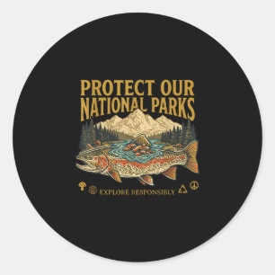 Protect our national parks vintage retro design classic round sticker