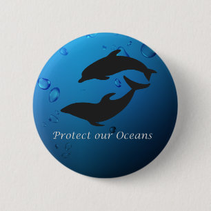 Protect Our Oceans Dolphins Button