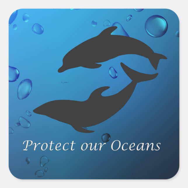 Protect Our Oceans Dolphins Sticker (Front)