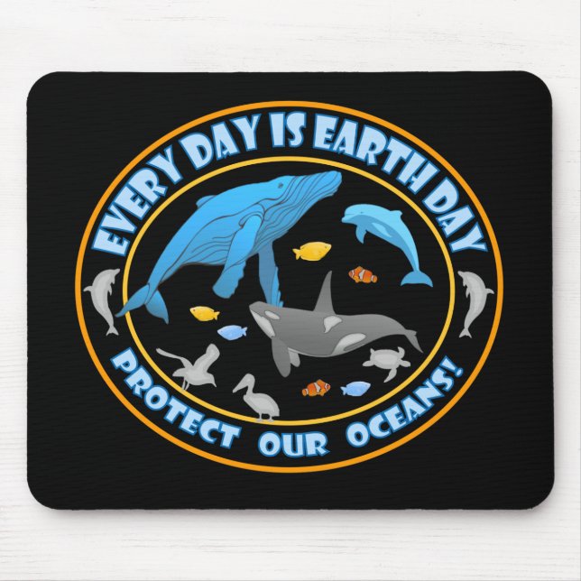 Protect Our Oceans Earth Day Mouse Mat (Front)