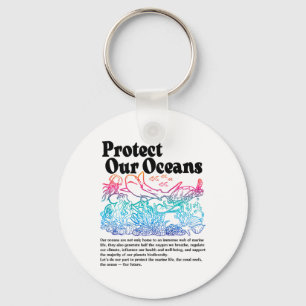 Protect Our Oceans Save Earth World Ocean Day Key Ring