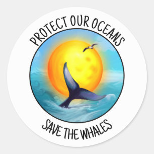 Protect Our Oceans Save The Whales  Classic Round Sticker