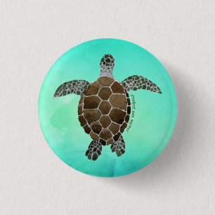 Protect Our Oceans - Sea Turtle Watercolor 3 Cm Round Badge