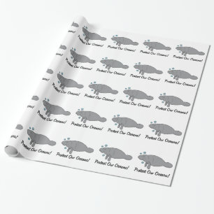 Protect Our Oceans with Manatee Wrapping Paper