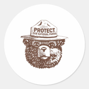 Protect Our Parks Bear Graphic National Park Funny Classic Round Sticker