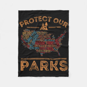 Protect Our Parks National Park Map Hiking Outdoor Fleece Blanket