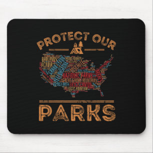 Protect Our Parks National Park Map Hiking Outdoor Mouse Mat