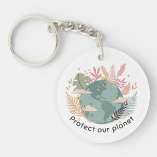 Protect Our Planet - Earth Day (Cartoon texture) Key Ring