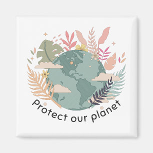 Protect Our Planet - Earth Day (Cartoon texture) Magnet