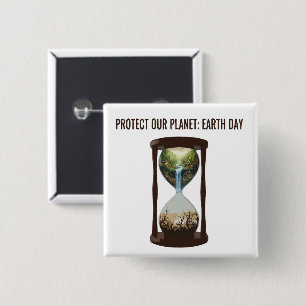 Protect Our Planet Earth Day Environmental Awaren 15 Cm Square Badge