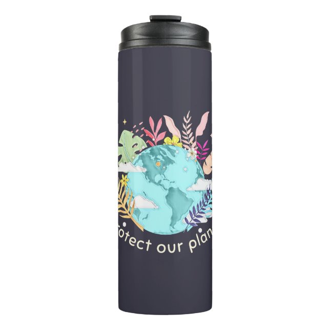 Protect Our Planet - Earth Day (Sketchy texture) Thermal Tumbler (Front)