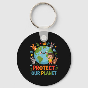 Protect our planet - kids earth day animals nature key ring