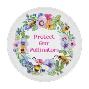 Protect Our Pollinators Bees Flowers Cutting Board