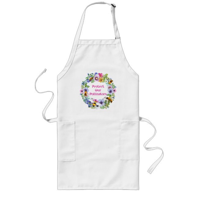 Protect Our Pollinators Bees Flowers Long Apron (Front)