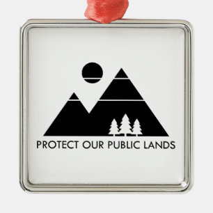 Protect Our Public Lands Mountain Metal Tree Decoration