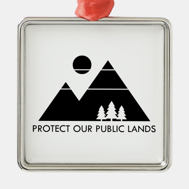 Protect Our Public Lands Mountain Metal Tree Decoration (Front)