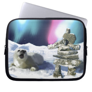 Protect Our Seals from Hunting - Wildlife Art Laptop Sleeve