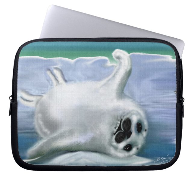 Protect Our Seals from Hunting - Wildlife Art Laptop Sleeve (Front)