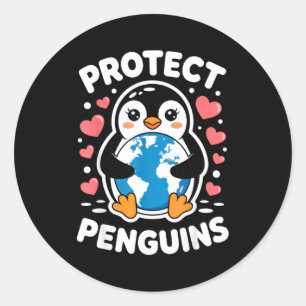 Protect Penguins Animal Lovers Earth Conservation Classic Round Sticker