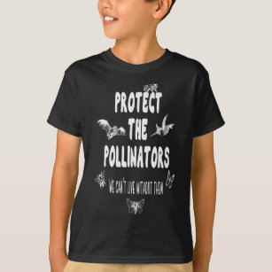 Protect Pollinators Butterfly Bat Bees Moth T-Shirt