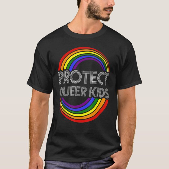 Protect Queer Kids Lgbt Awareness Gay Lesbian Prid T-Shirt (Front)