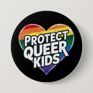 Protect Queer Kids Rainbow Heart LGBT Pride 7.5 Cm Round Badge