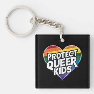  Protect Queer Kids  Rainbow Heart  LGBT Pride  Key Ring