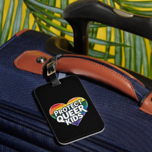  Protect Queer Kids  Rainbow Heart  LGBT Pride  Luggage Tag
