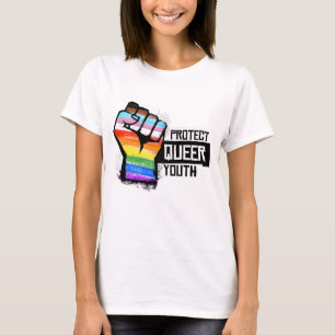 Protect Queer Youth - Progress Pride Fist T-Shirt