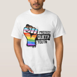 Protect Queer Youth - Progress Pride Fist T-Shirt