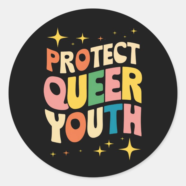 Protect Queer Youth Protect Trans Kids LGBTQ Classic Round Sticker (Front)