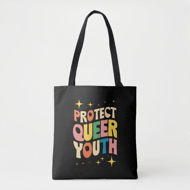 Protect Queer Youth Protect Trans Kids LGBTQ Tote Bag (Front)