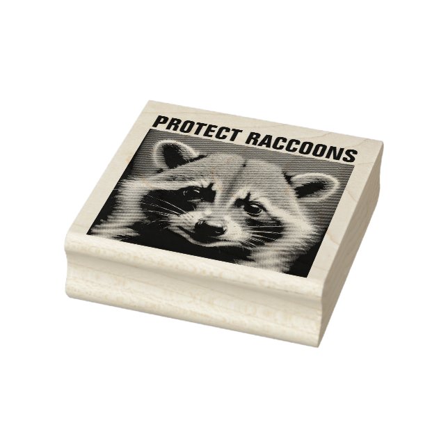 PROTECT RACCOONS - RACCOON Wood Rubber Stamp (Stamp)