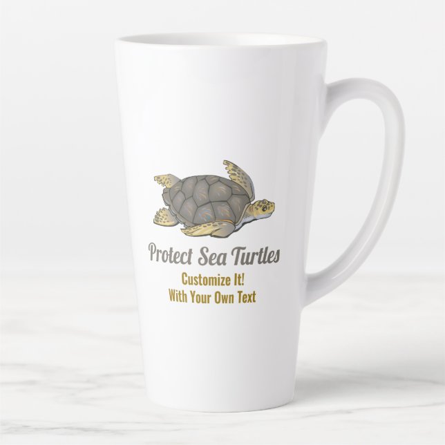 Protect Sea Turtles Customize Latte Mug (Right)