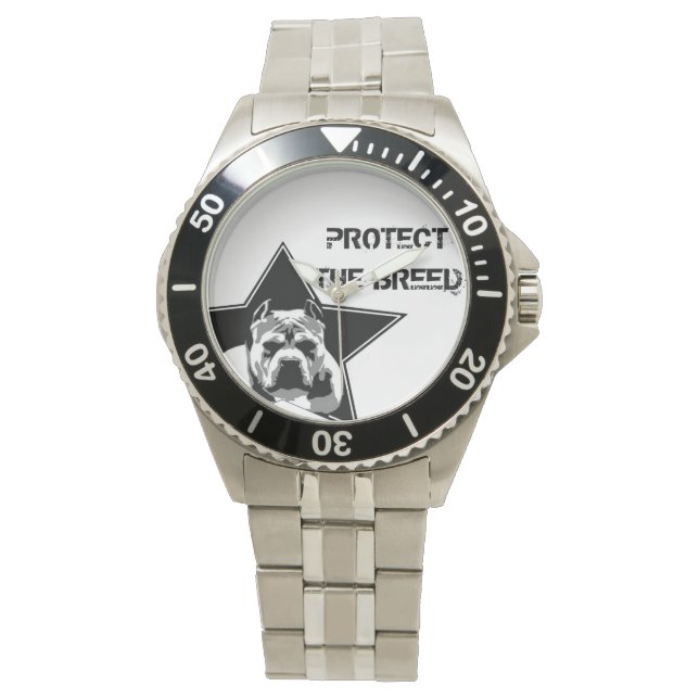Protect The Breed Pit Bull Watch - Stainless Steel (Front)