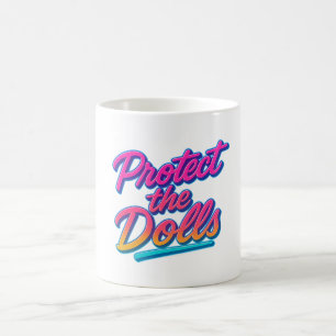 Protect the Dolls Neon Retro Art Coffee Mug