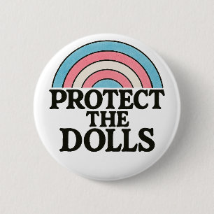 Protect the Dolls Trans Flag Illustration 6 Cm Round Badge