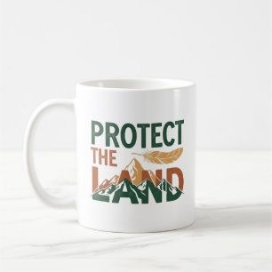 "Protect the Land" Mountains with Feather  Coffee Mug