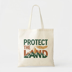 "Protect the Land" Mountains with Feather  Tote Bag