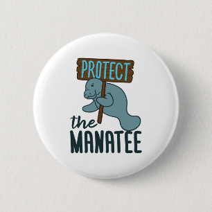 Protect the Manatee Chubby Mermaid Sea Cow 6 Cm Round Badge