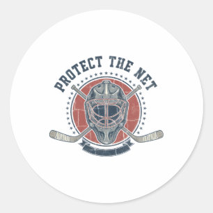 Protect The Net Hockey Lover Puck Design  Classic Round Sticker