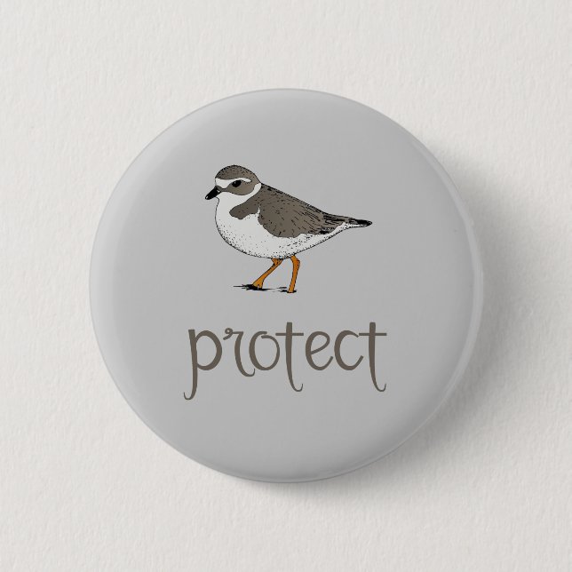 Protect the Piping Plover Bird 6 Cm Round Badge (Front)