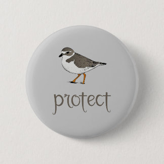 Protect the Piping Plover Bird 6 Cm Round Badge