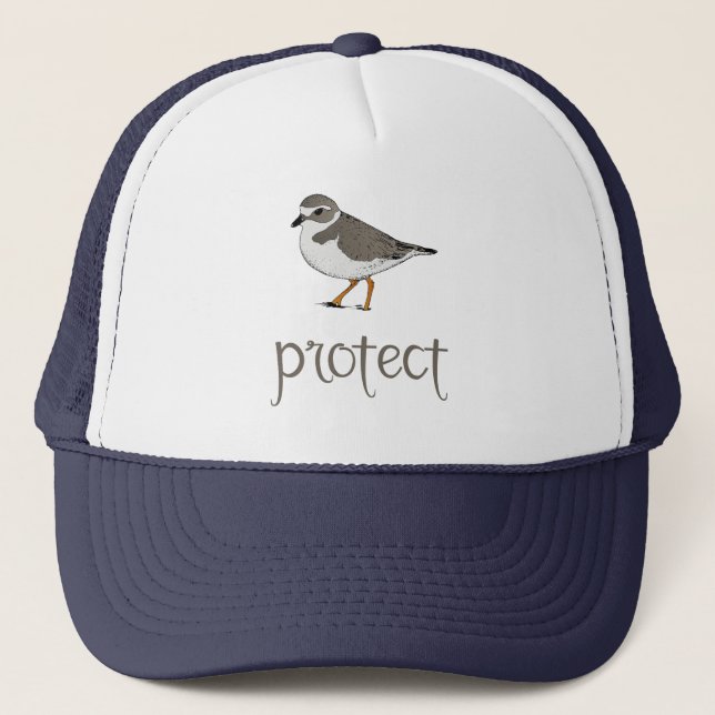 Protect the Piping Plover Bird Trucker Hat (Front)