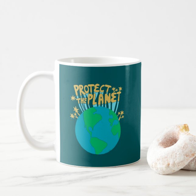 PROTECT THE PLANET SAVE EARTH Eco Green Coffee Mug (With Donut)