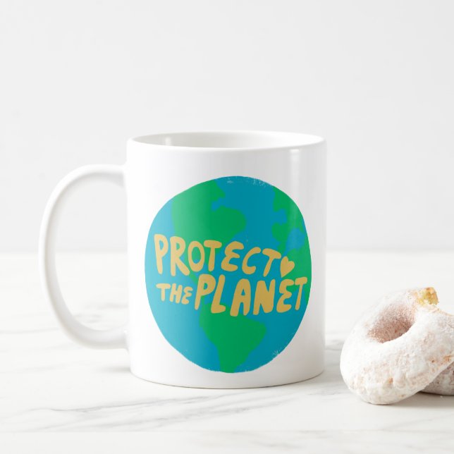 PROTECT THE PLANET SAVE EARTH Eco Green Coffee Mug (With Donut)