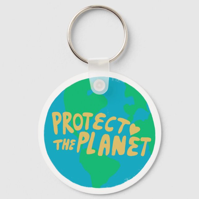 PROTECT THE PLANET SAVE EARTH Eco Green Key Ring (Front)