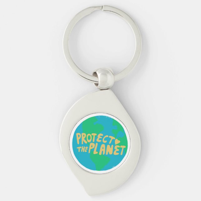 PROTECT THE PLANET SAVE EARTH Eco Green Key Ring (Front)