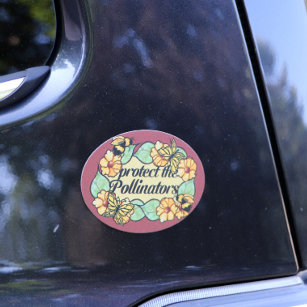 Protect the pollinators bee and butterflies        car magnet