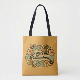 Protect the pollinators bee and butterflies tote bag